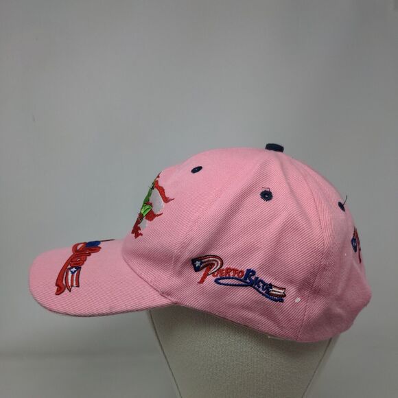 Puerto Rico Flag Frog Strapback Hat Pink OSFA Embroidered Adjustable - Picture 3 of 7